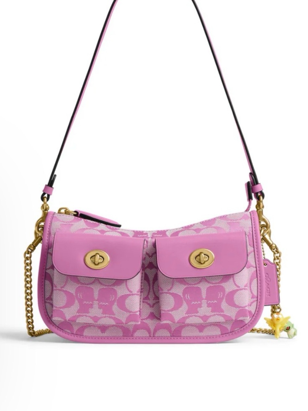 Coach x brain dead Pink Signature Two-Pocket Shoulder Bag with Gold Hardware